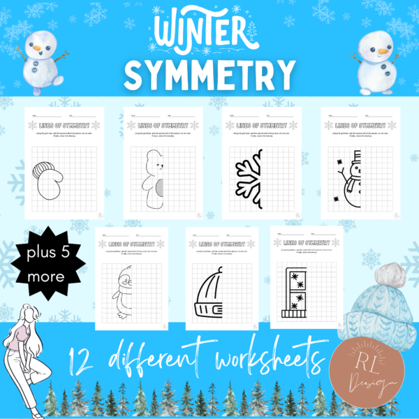 Winter Symmetry Worksheets | Fun Math & Art Activities for Grades 1-5