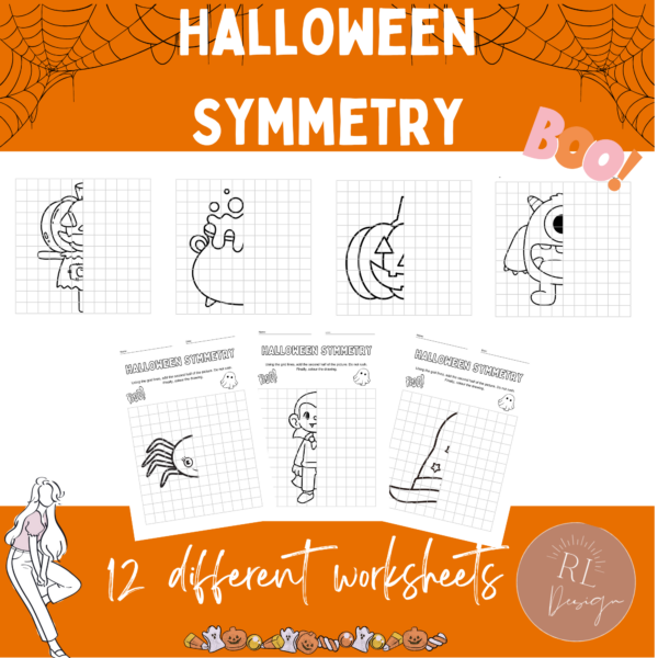 Halloween Symmetry Worksheets | Fun Math & Art Activities for Grades 1-5