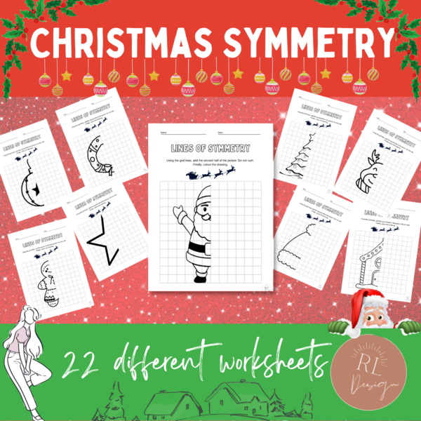 Christmas Symmetry Worksheets | Fun Math & Art Activities for Grades 1-5