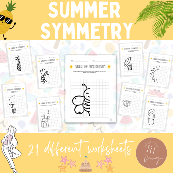 Summer Symmetry Worksheets | Fun Math & Art Activities for Grades 1-5