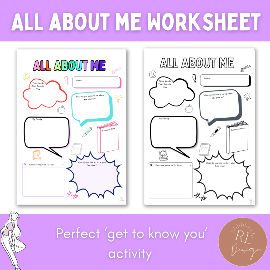 Activities for Self-Reflection All about me worksheet