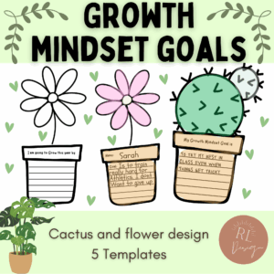 Growth Mindset Goal Setting Craft Coloring in, Writing and Goal Tracker Activity