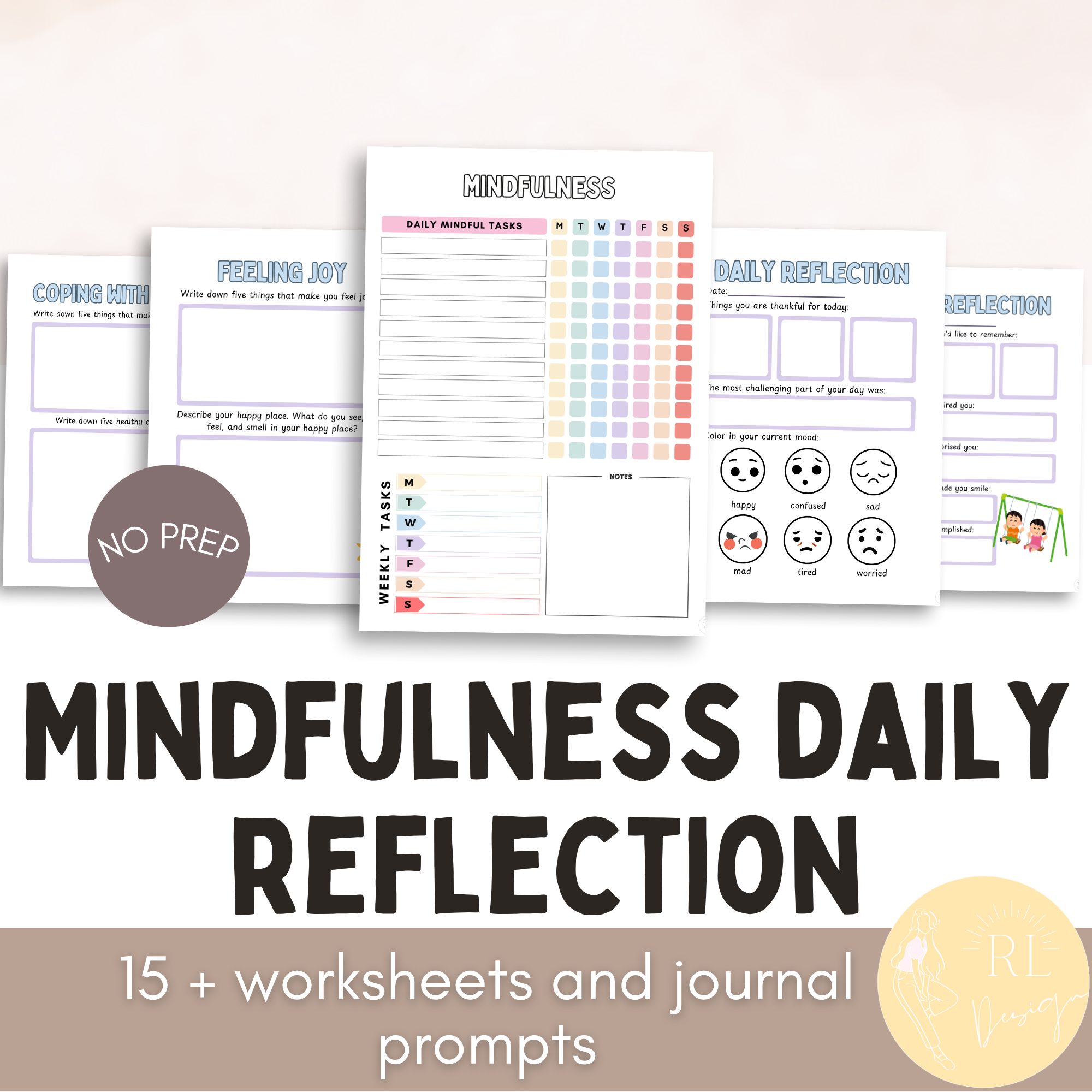 Daily Mindfulness Reflection Worksheets for Kids | SEL Journal Prompts ...