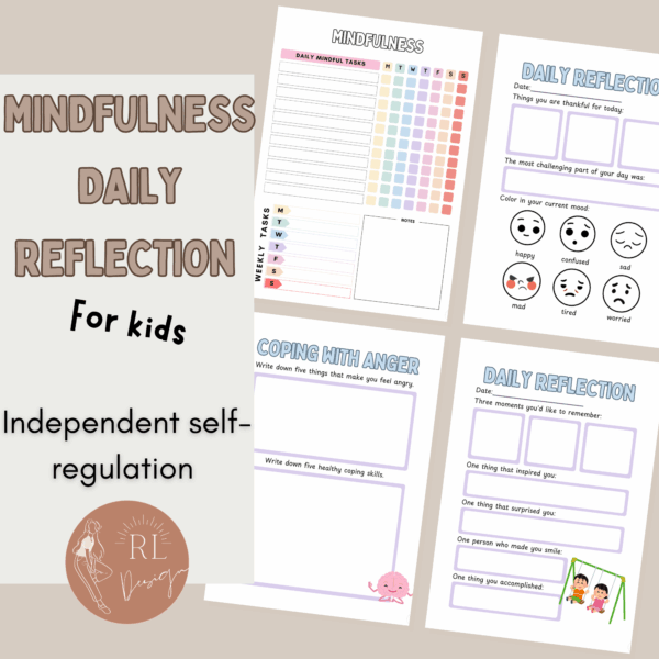23 Daily Mindfulness Reflection Worksheets for Kids | SEL Journal Prompts & Emotions Check-In
