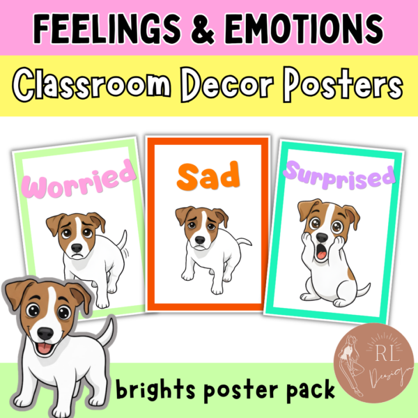 Emotions and Feelings Posters for Calm Corner | Bright SEL Classroom Decor