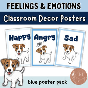 Emotions and Feelings Posters for Calm Corner | Blue SEL Classroom Decor