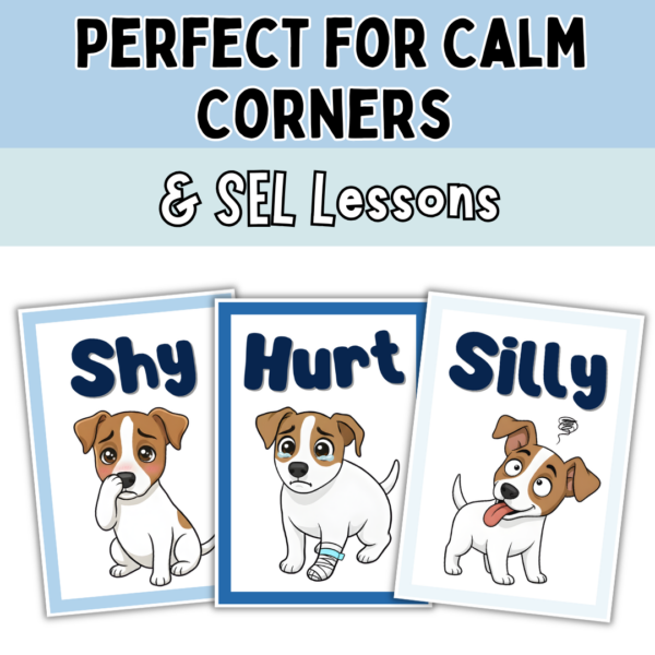 Emotions and Feelings Posters for Calm Corner | Blue SEL Classroom Decor
