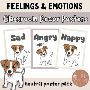 Emotions and Feelings Posters for Calm Corner | Neutral SEL Classroom Decor