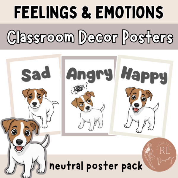 Emotions and Feelings Posters for Calm Corner | Neutral SEL Classroom Decor