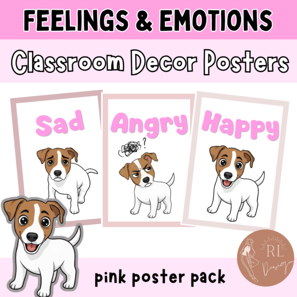 Emotions and Feelings Posters for Calm Corner | Pink SEL Classroom Decor
