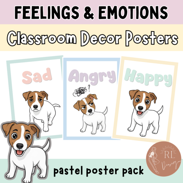 Emotions and Feelings Posters for Calm Corner | Pastel SEL Classroom Decor